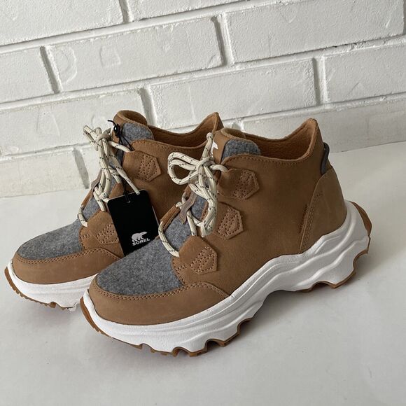 SOREL Kinetic Breakthru Conquest inBrown Leather Size 7 NEW High Top Sneakers - Picture 1 of 7
